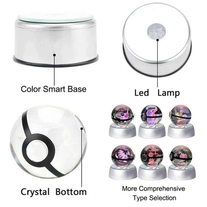 Bola Cristal 3D Pokémon Umbreon con Lámpara - Figura Cristal Pokeball Regalo Niños