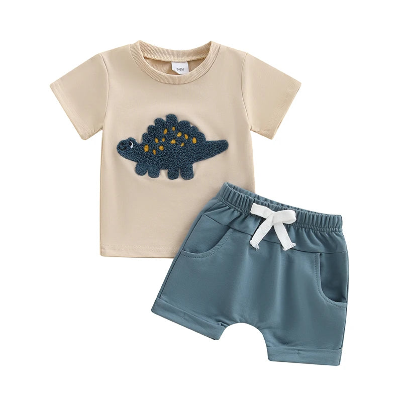 Conjunto Bebé Niño Dinosaurios - Camiseta y Pantalón Verano 2 Piezas