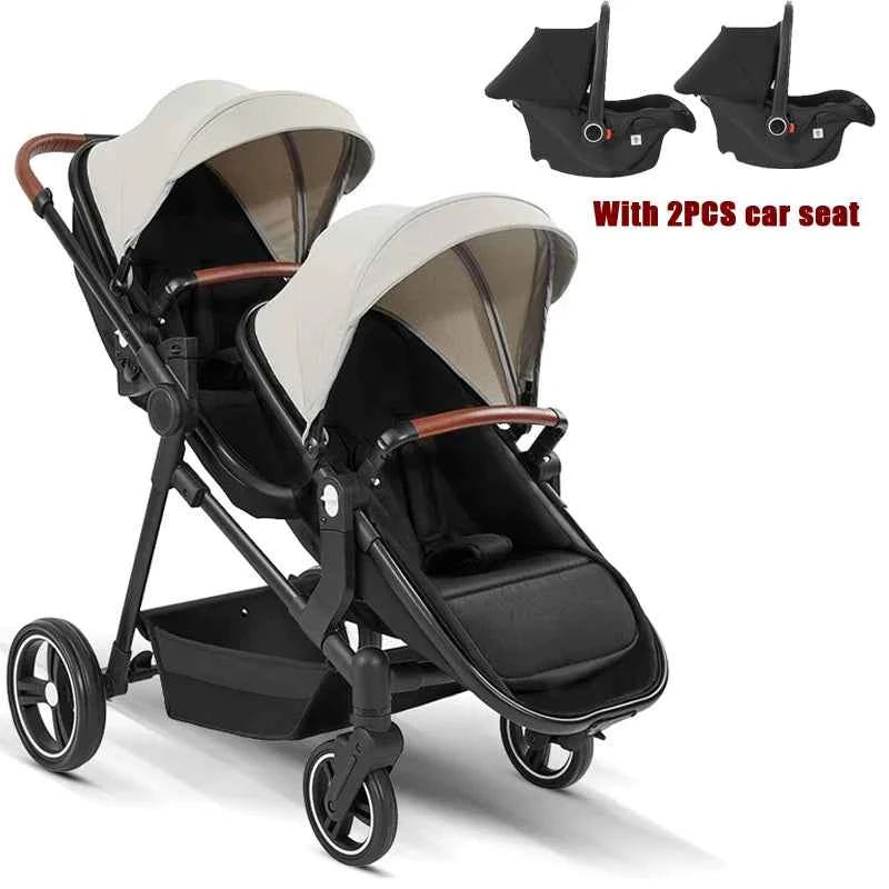 Cochecito Gemelar 3 en 1 Ultra Ligero 2 Sillas Coche - Plegable Multifuncional Gemelos