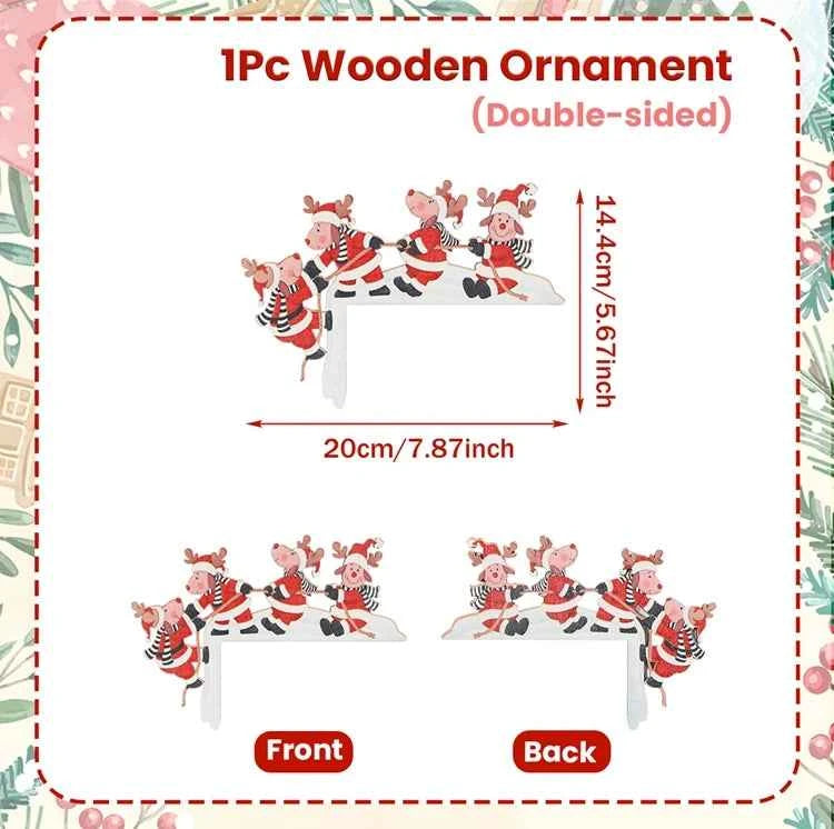 Adorno Navidad Madera Papá Noel Muñeco Nieve - Decoración Árbol 2025 Año Nuevo 2026