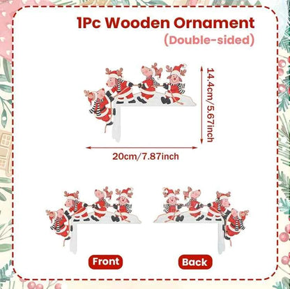 Adorno Navidad Madera Papá Noel Muñeco Nieve - Decoración Árbol 2025 Año Nuevo 2026