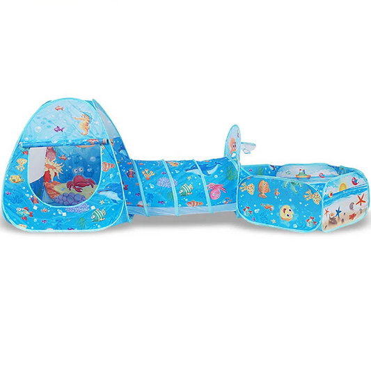 Tienda Campaña Niños 3 en 1 Túnel Piscina Bolas - Parque Juegos Plegable Interior Exterior