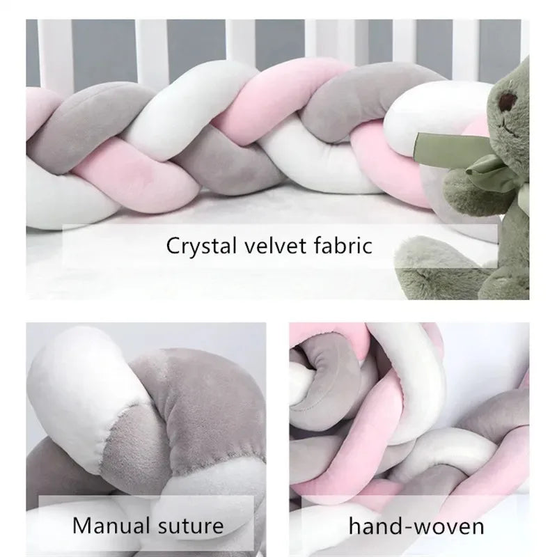Protector de Cuna Trenzado Tipo Nudo - Seguridad y Decoración Bebé - Huellitas de Vida