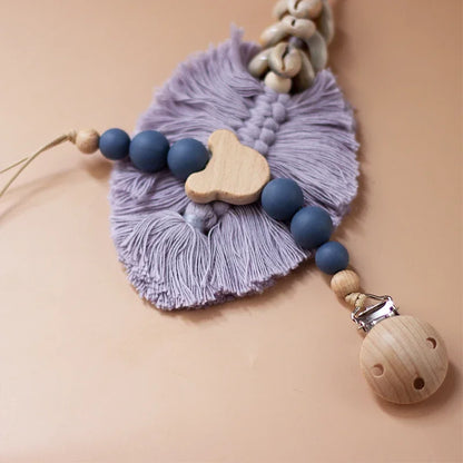 Cadena Chupete Personalizada Madera - Cadena Silicona Nombre Bebé Mordedor Recién Nacido Regalo - Huellitas de Vida