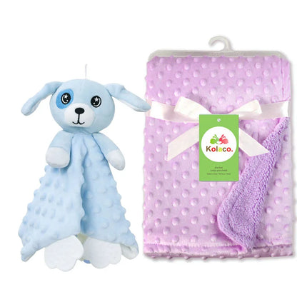 Set Manta Personalizada Muñeco Seguridad Bebé - Manta Nombre Animal Cochecito Regalo 2 Piezas - Huellitas de Vida