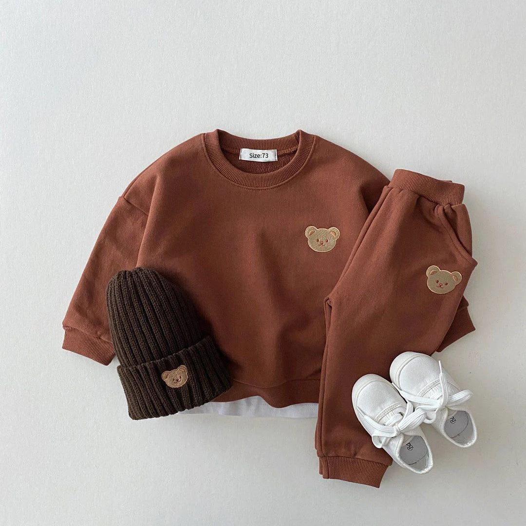 Conjunto Ropa Bebé Niño Niña Otoño - Sudadera Oso Deportivo + Pantalón 2 Piezas - Huellitas de Vida