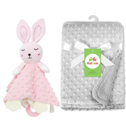Set Manta Personalizada Muñeco Seguridad Bebé - Manta Nombre Animal Cochecito Regalo 2 Piezas - Huellitas de Vida