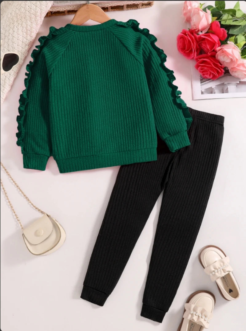 Conjunto Deportivo Niñas Primavera Otoño - Sudadera Pantalón Casual Corazones Cartoon 2 Piezas - Huellitas de Vida