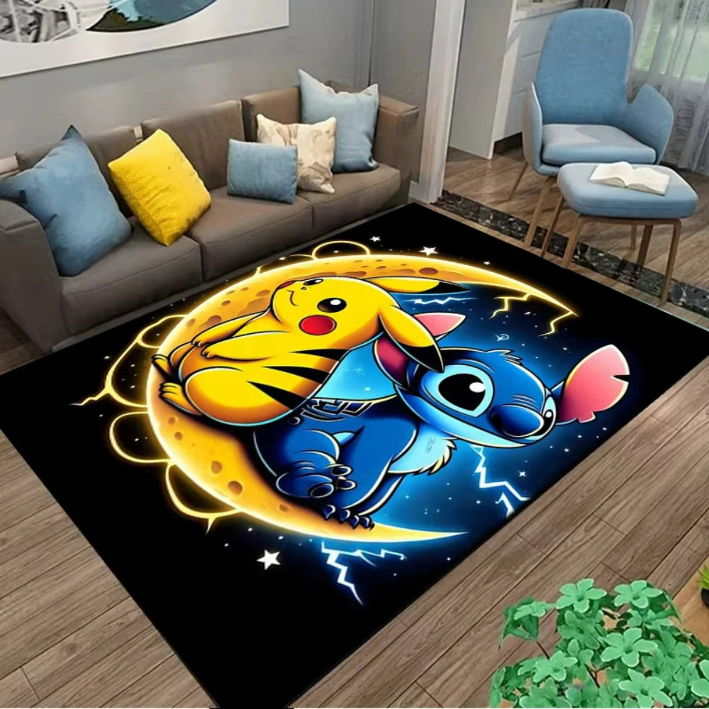 Alfombra Pikachu Pokémon 120x160cm - Tapete Antideslizante Habitación Niños Sala Juegos Anime - Huellitas de Vida