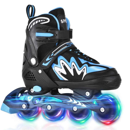 Roller Blades Kids Adjustable Roller Skates with Light-Up Wheels Secure Triple Closure System for Girls Boys Toddler Smooth