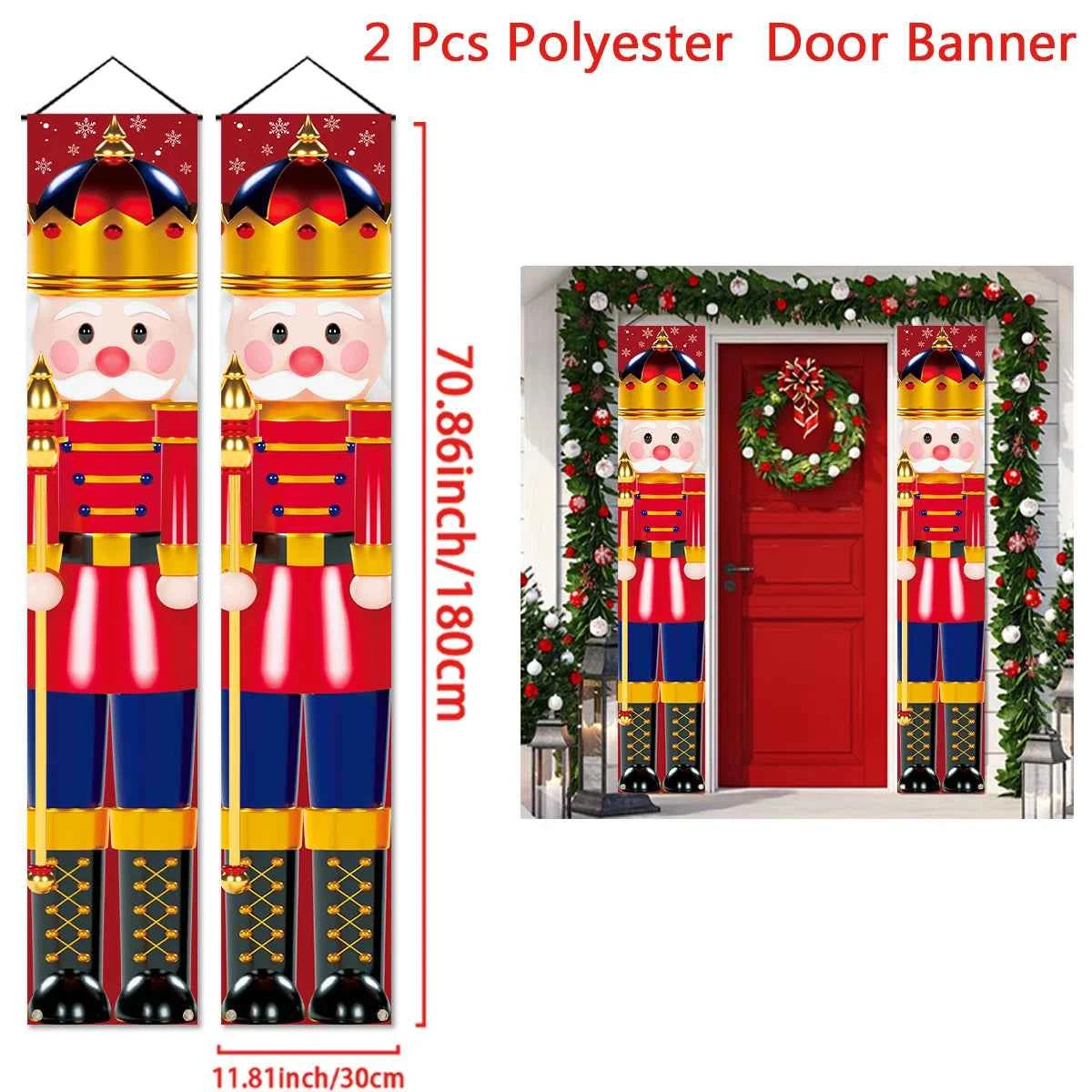 Banner Colgante Puerta Navidad Merry Christmas - Decoración Entrada 2025 Año Nuevo 2026