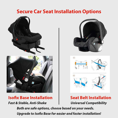 Cochecito Bebé 3 en 1 con Base ISOFIX - Plegado con Una Mano, Sistema de Viaje para Recién Nacidos y Niños