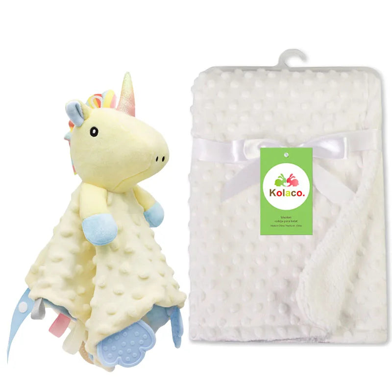 Set Manta Personalizada Muñeco Seguridad Bebé - Manta Nombre Animal Cochecito Regalo 2 Piezas - Huellitas de Vida