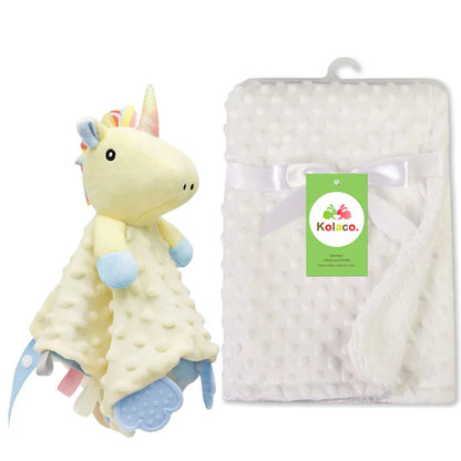 Set Manta Personalizada Muñeco Seguridad Bebé - Manta Nombre Animal Cochecito Regalo 2 Piezas - Huellitas de Vida