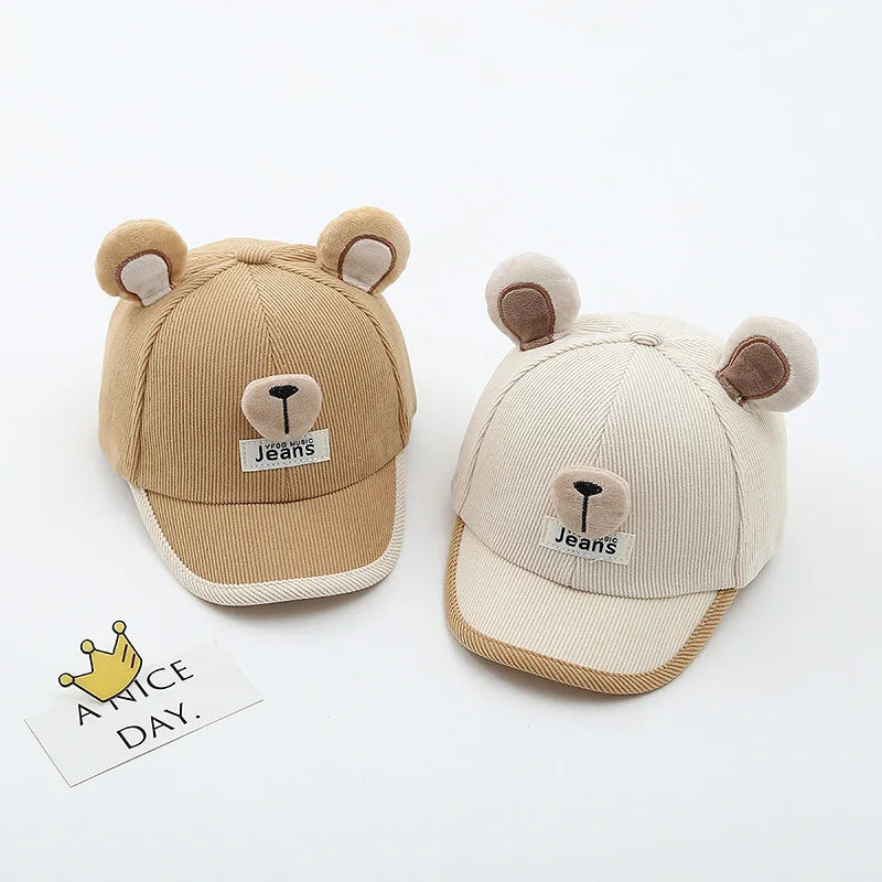 Gorra Bebé Orejas Oso - Gorro Baseball Algodón Primavera Protección Solar - Huellitas de Vida