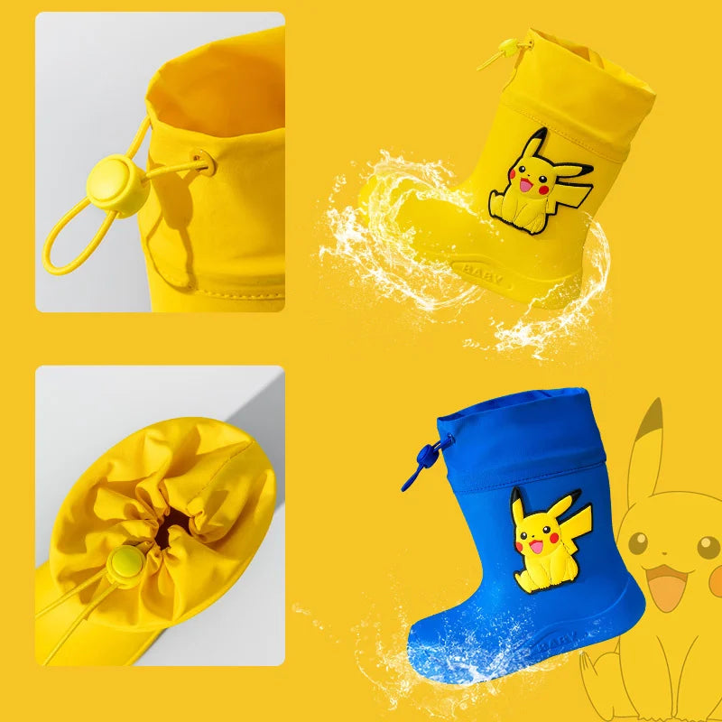 Botas Lluvia Pokémon Pikachu Niños - Calzado Impermeable Infantil Goma Antideslizante - Huellitas de Vida