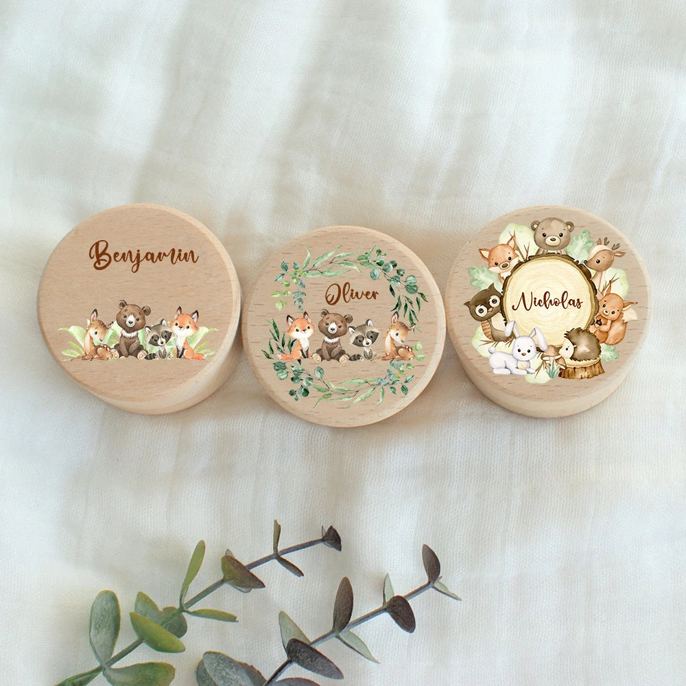Caja Personalizada Dientes Bebé Madera - Caja Keepsake Ratoncito Pérez Recuerdo Personalizable - Huellitas de Vida