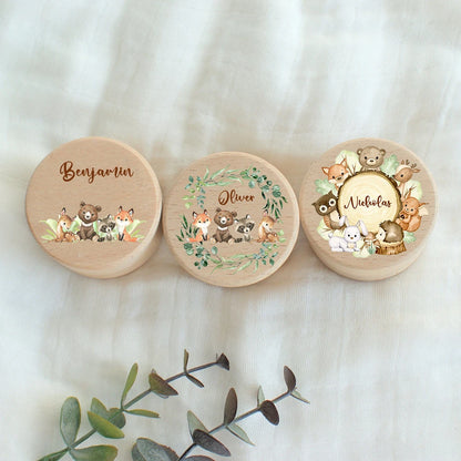 Caja Personalizada Dientes Bebé Madera - Caja Keepsake Ratoncito Pérez Recuerdo Personalizable - Huellitas de Vida