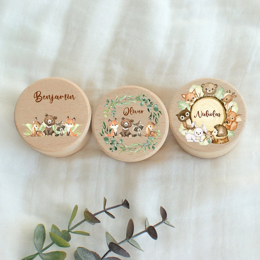 Caja Personalizada Dientes Bebé Madera - Caja Keepsake Ratoncito Pérez Recuerdo Personalizable - Huellitas de Vida