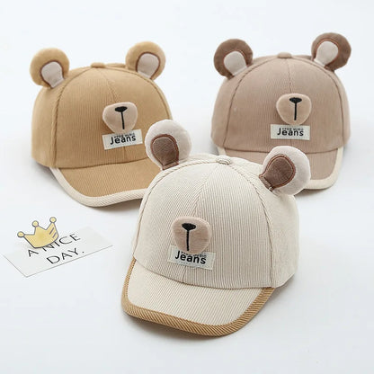 Gorra Bebé Orejas Oso - Gorro Baseball Algodón Primavera Protección Solar - Huellitas de Vida
