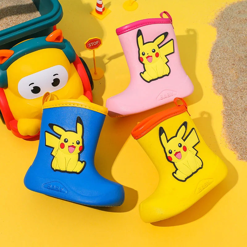Botas Lluvia Pokémon Pikachu Niños - Calzado Impermeable Infantil Goma Antideslizante - Huellitas de Vida