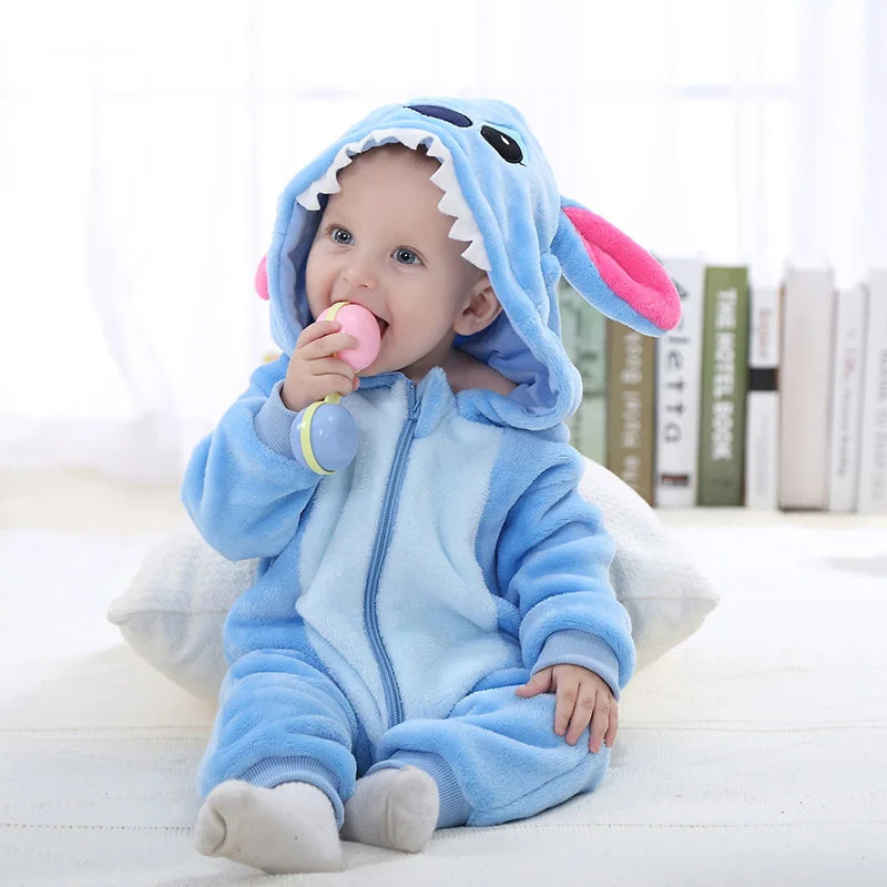 Pelele Anime Bebé Azul Franela - Pijama Recién Nacido Niño Niña Body Cálido Invierno Halloween - Huellitas de Vida