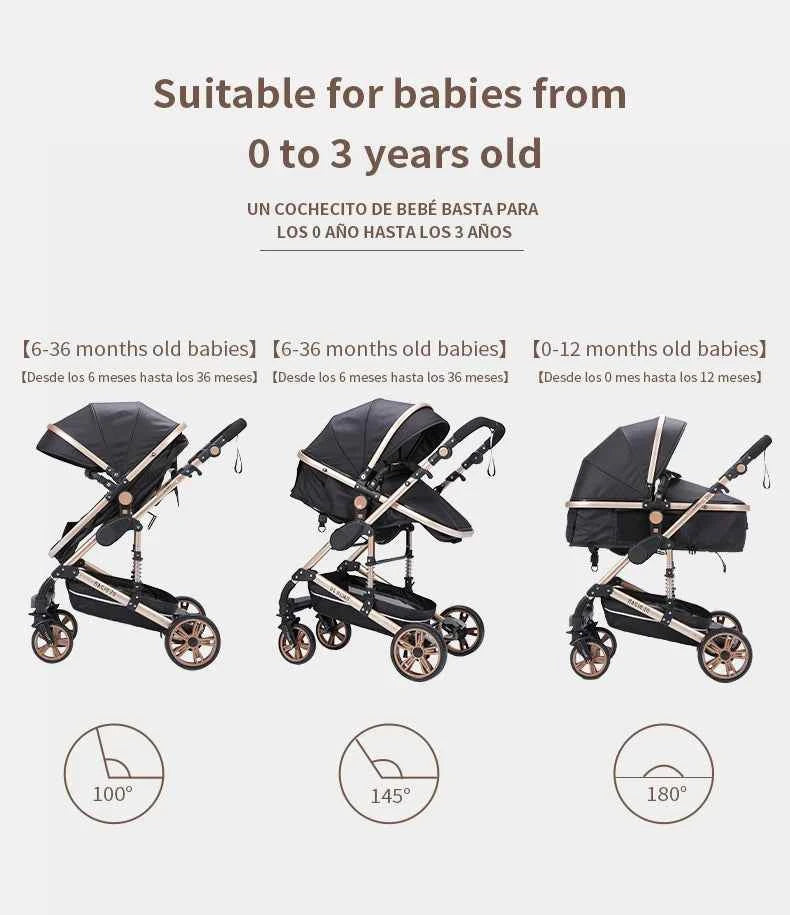 Cochecito Bebé 3 en 1 Recién Nacidos Ligero Plegable - Capazo Silla Coche Viaje