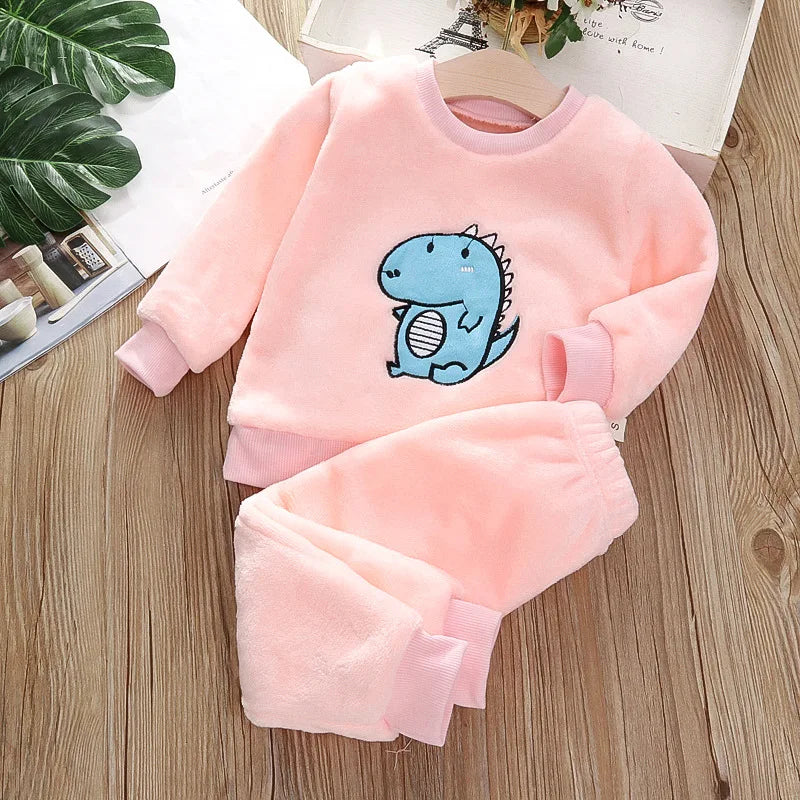 Pijama Franela Bebé Conjunto - Terciopelo Coral Cálido Dibujos Animados 2 Piezas - Huellitas de Vida