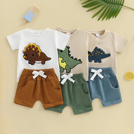 Conjunto Bebé Niño Dinosaurios - Camiseta y Pantalón Verano 2 Piezas