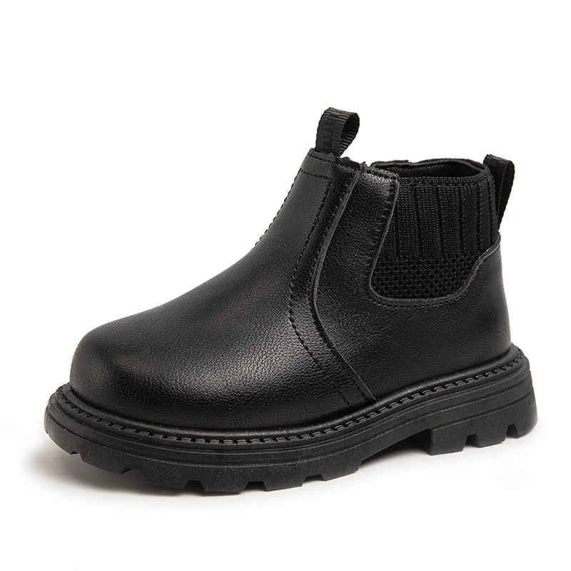 Botas Cuero Niños Estilo Británico - Botines Cremallera Lateral Moda Retro Primavera Otoño - Huellitas de Vida