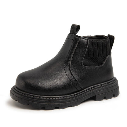 Botas Cuero Niños Estilo Británico - Botines Cremallera Lateral Moda Retro Primavera Otoño - Huellitas de Vida