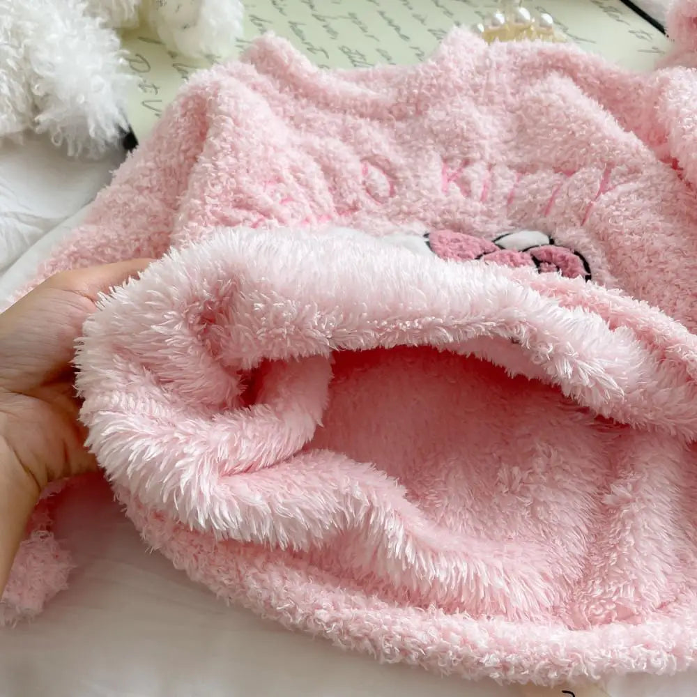 Pijama Hello Kitty Niña Franela - Conjunto 2 Piezas Kawaii Invierno Cálido - Huellitas de Vida
