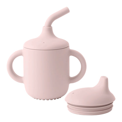 Vaso Sippy Silicona Bebé Doble Tapa - Botella Agua Portátil Aprendizaje Alimentación Sin BPA - Huellitas de Vida