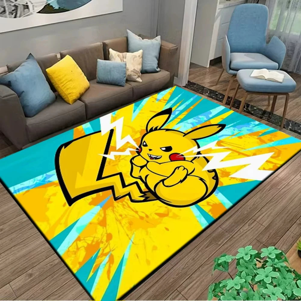 Alfombra Pikachu Pokémon 120x160cm - Tapete Antideslizante Habitación Niños Sala Juegos Anime - Huellitas de Vida