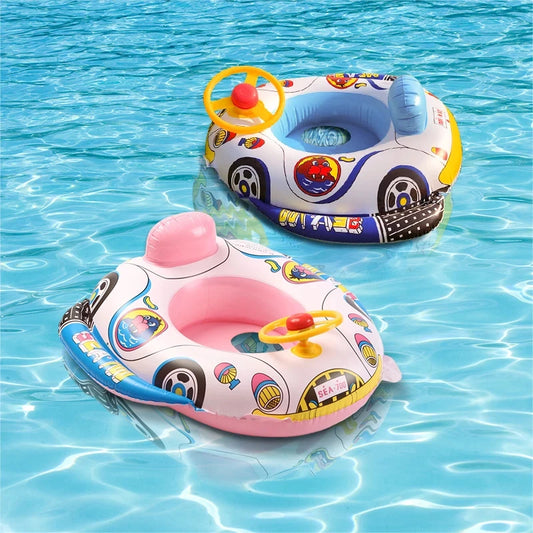 Flotador Bebé Piscina con Sombrilla - Asiento Hinchable Seguridad Natación Juguete Acuático - Huellitas de Vida