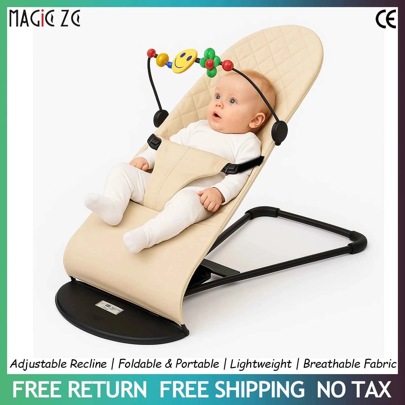 Hamaca Mecedora Bebé Ligera Reclinable - Barra Juguetes 0-24 Meses Recién Nacidos