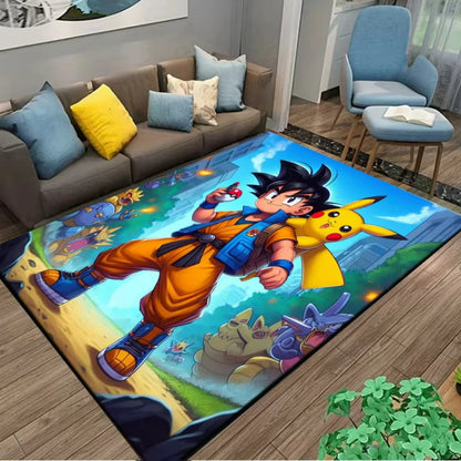 Alfombra Pikachu Pokémon 120x160cm - Tapete Antideslizante Habitación Niños Sala Juegos Anime - Huellitas de Vida