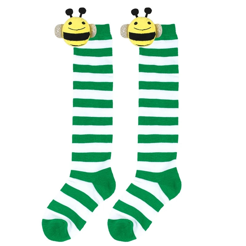 Calcetines Halloween Niña - Medias Altas Rayadas Disfraz Abeja 7-12 Años - Huellitas de Vida