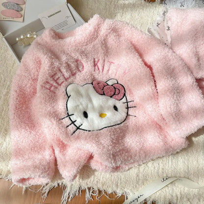 Pijama Hello Kitty Niña Franela - Conjunto 2 Piezas Kawaii Invierno Cálido - Huellitas de Vida