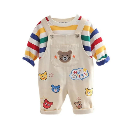 Conjunto Bebé Overol Primavera Otoño - Camiseta y Peto 2 Piezas Algodón