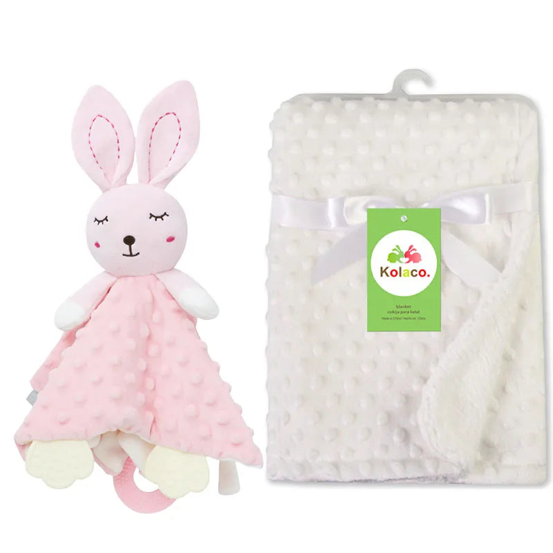Set Manta Personalizada Muñeco Seguridad Bebé - Manta Nombre Animal Cochecito Regalo 2 Piezas - Huellitas de Vida