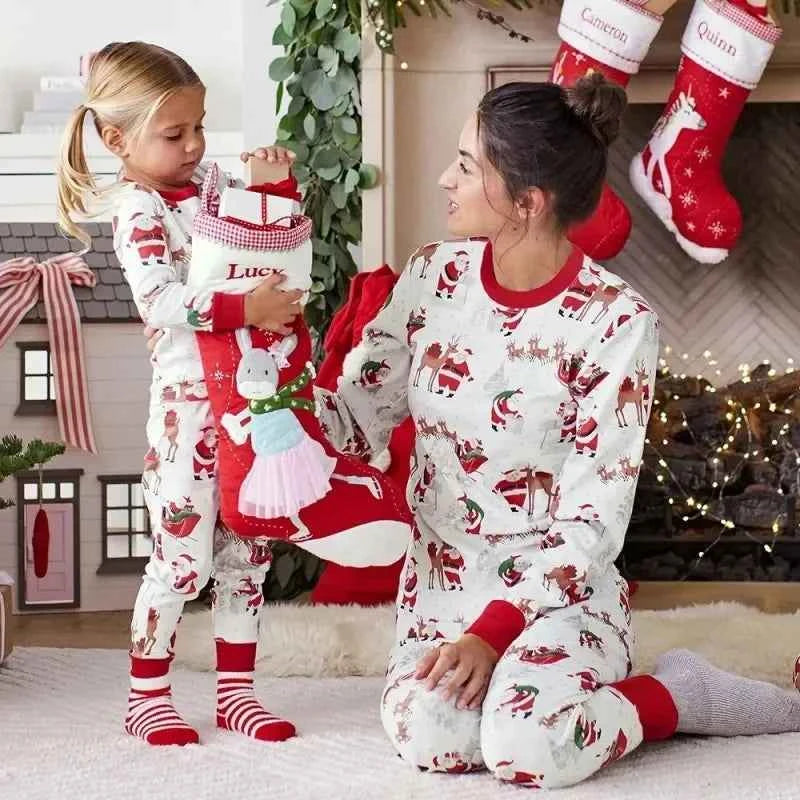 Pijama Navidad Familiar 2 Piezas - Conjunto Mamá Papá Niños Loungewear Navideño