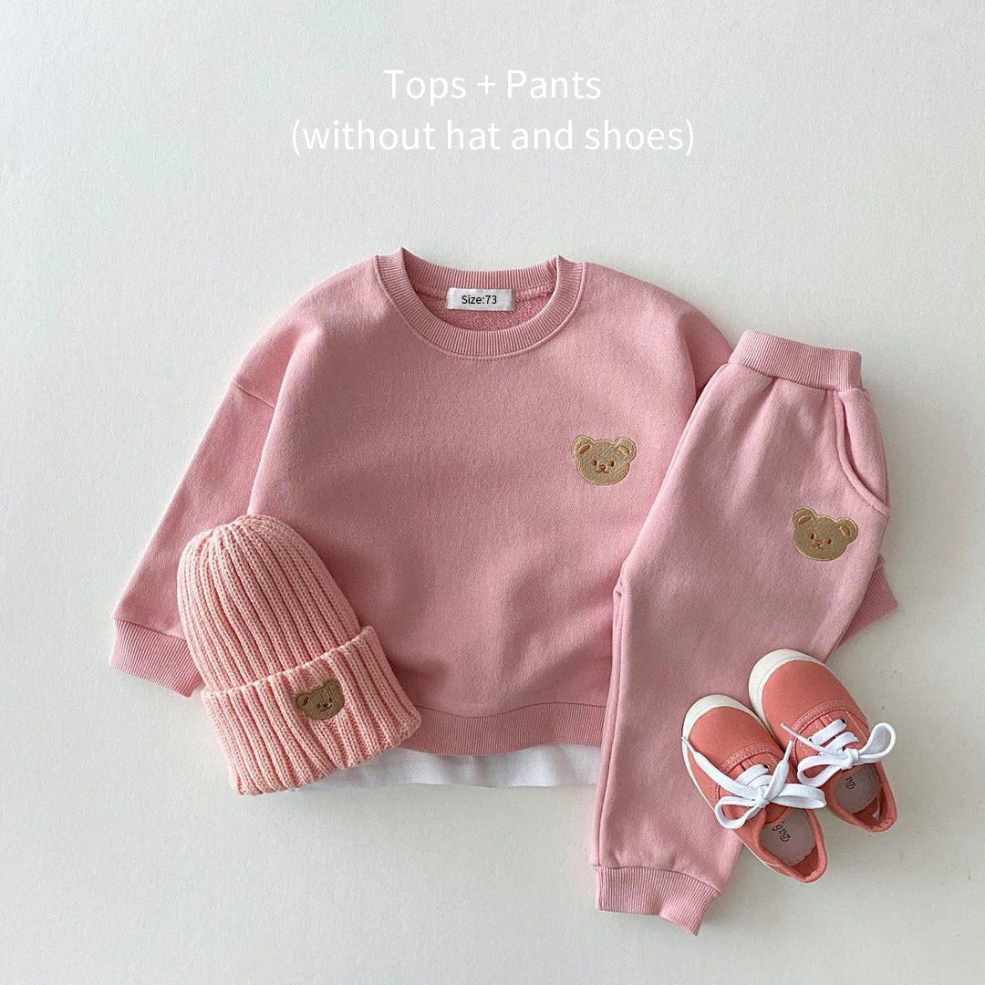 Conjunto Ropa Bebé Niño Niña Otoño - Sudadera Oso Deportivo + Pantalón 2 Piezas - Huellitas de Vida