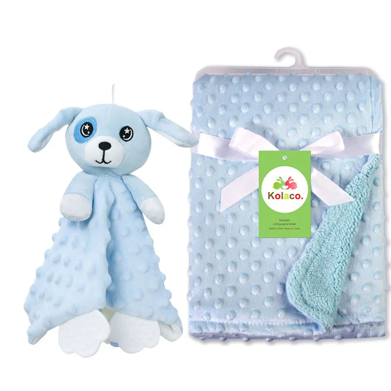 Set Manta Personalizada Muñeco Seguridad Bebé - Manta Nombre Animal Cochecito Regalo 2 Piezas - Huellitas de Vida