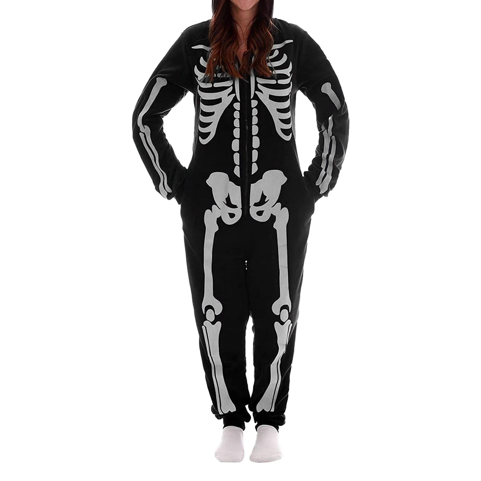Pijama Esqueleto Familia Halloween - Mono Capucha Cremallera Padres Niños - Huellitas de Vida