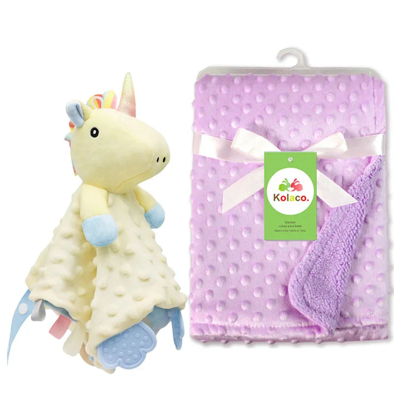 Set Manta Personalizada Muñeco Seguridad Bebé - Manta Nombre Animal Cochecito Regalo 2 Piezas - Huellitas de Vida