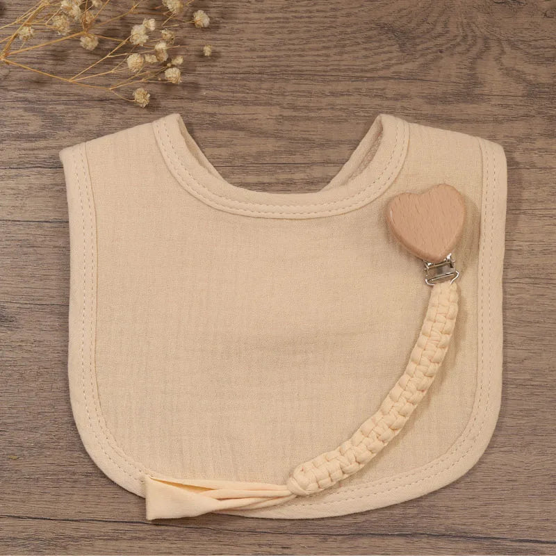 Set Baberos Cadena Chupete Personalizado - Babero Algodón Bordado Nombre Regalo Bautizo Baby Shower - Huellitas de Vida