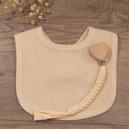Set Baberos Cadena Chupete Personalizado - Babero Algodón Bordado Nombre Regalo Bautizo Baby Shower - Huellitas de Vida