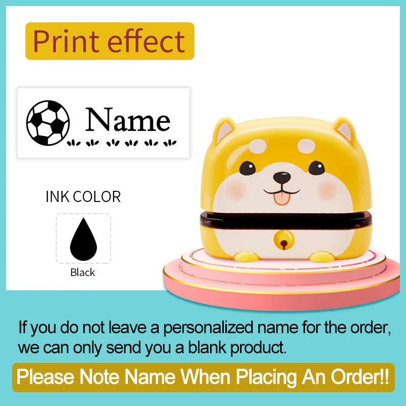 Set Sellos Personalizados Bebé Nombre - Sello Tinta Impermeable Colegio Guardería Amarillo - Huellitas de Vida