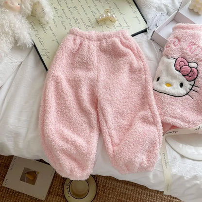 Pijama Hello Kitty Niña Franela - Conjunto 2 Piezas Kawaii Invierno Cálido - Huellitas de Vida